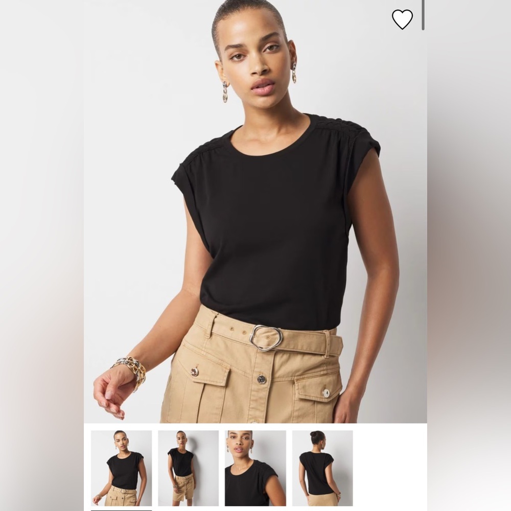 White House Black Market braided shoulder tee  Black Short Sleeve Tee
